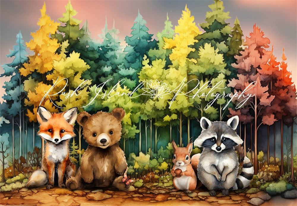 Kate Forêt Amis des animaux Toile de fond conçue par Laura Bybee - Kate Backdrop FR