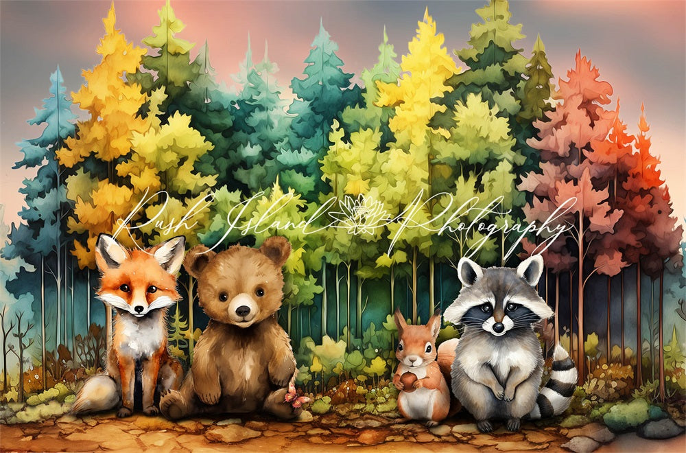 Kate Forêt Amis des animaux Toile de fond conçue par Laura Bybee - Kate Backdrop FR