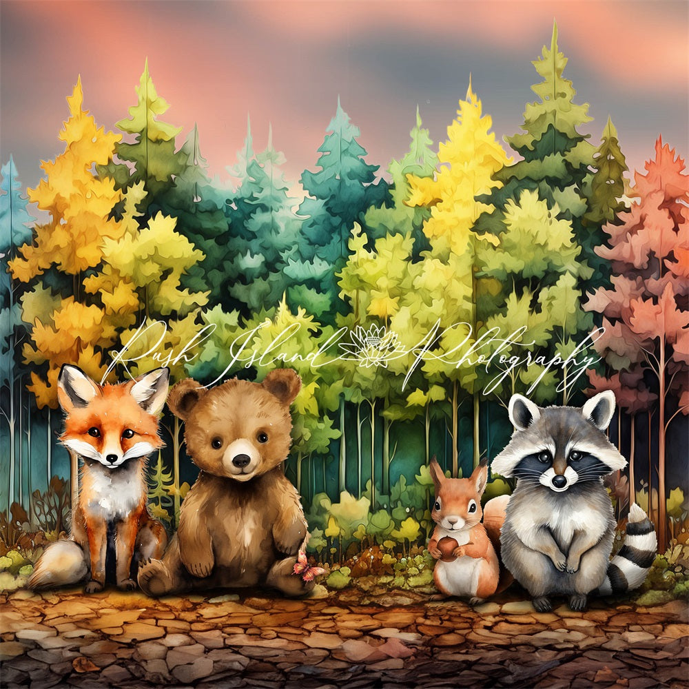 Kate Forêt Amis des animaux Toile de fond conçue par Laura Bybee - Kate Backdrop FR