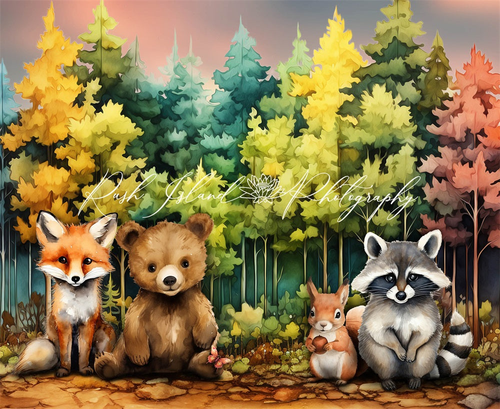 Kate Forêt Amis des animaux Toile de fond conçue par Laura Bybee - Kate Backdrop FR