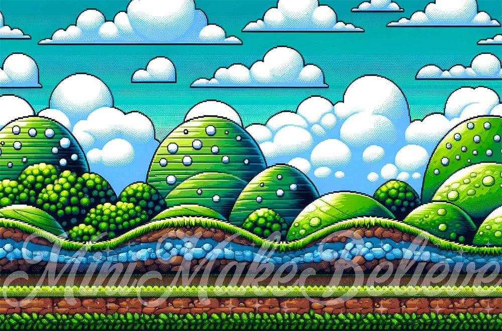 Kate 8 bits Jeu classique Toile de fond conçue par Mini MakeBelieve - Kate Backdrop FR