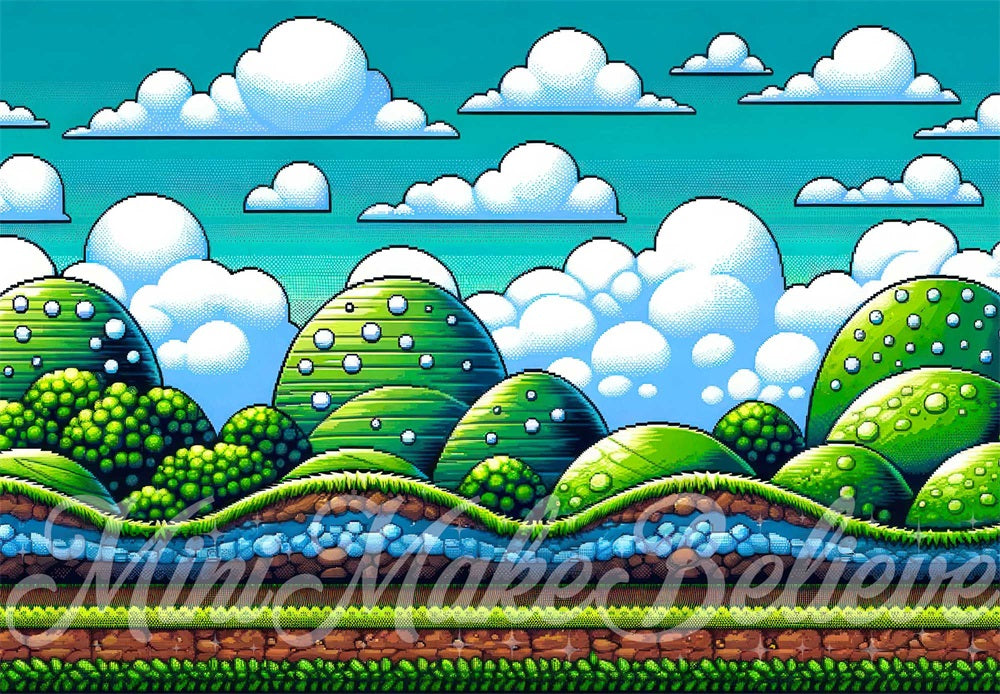 Kate 8 bits Jeu classique Toile de fond conçue par Mini MakeBelieve - Kate Backdrop FR