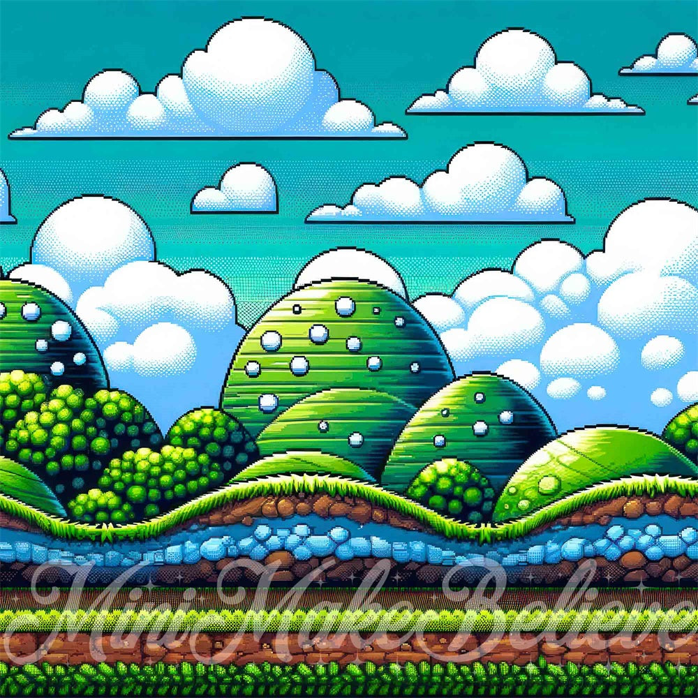 Kate 8 bits Jeu classique Toile de fond conçue par Mini MakeBelieve - Kate Backdrop FR