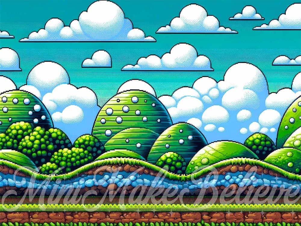 Kate 8 bits Jeu classique Toile de fond conçue par Mini MakeBelieve - Kate Backdrop FR