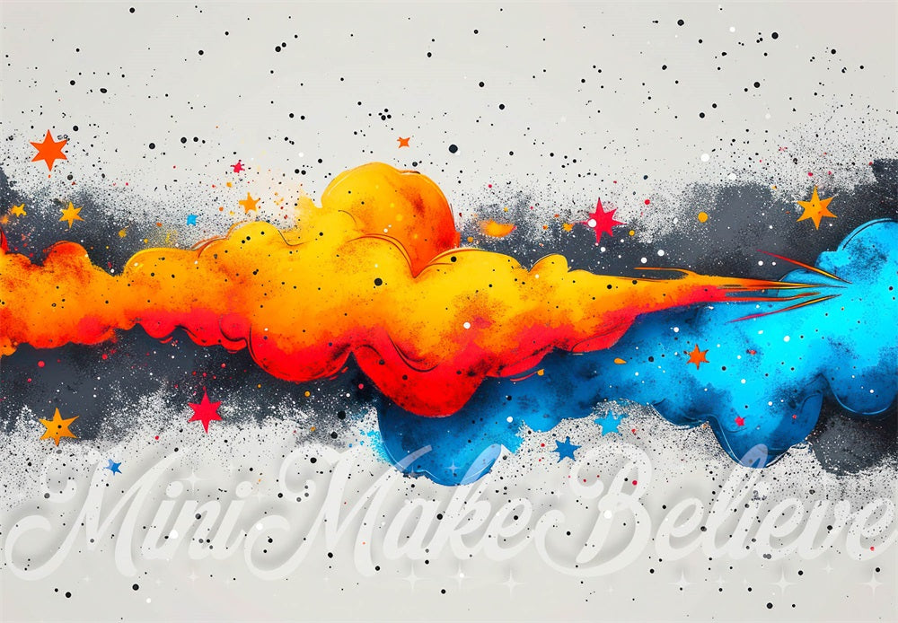 Kate Orange Bleu Fumée Illustration Toile de fond conçue par Mini MakeBelieve - Kate Backdrop FR