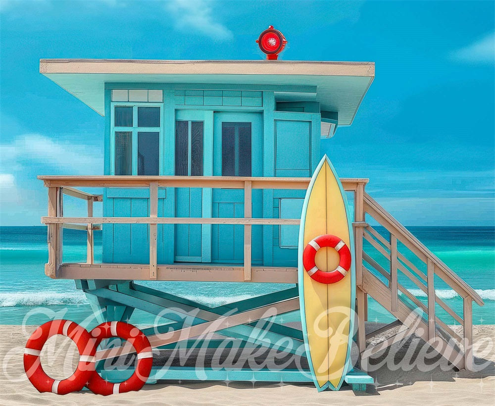 Kate Sauveteur Été Mer Plage Toile de fond conçue par Mini MakeBelieve - Kate Backdrop FR