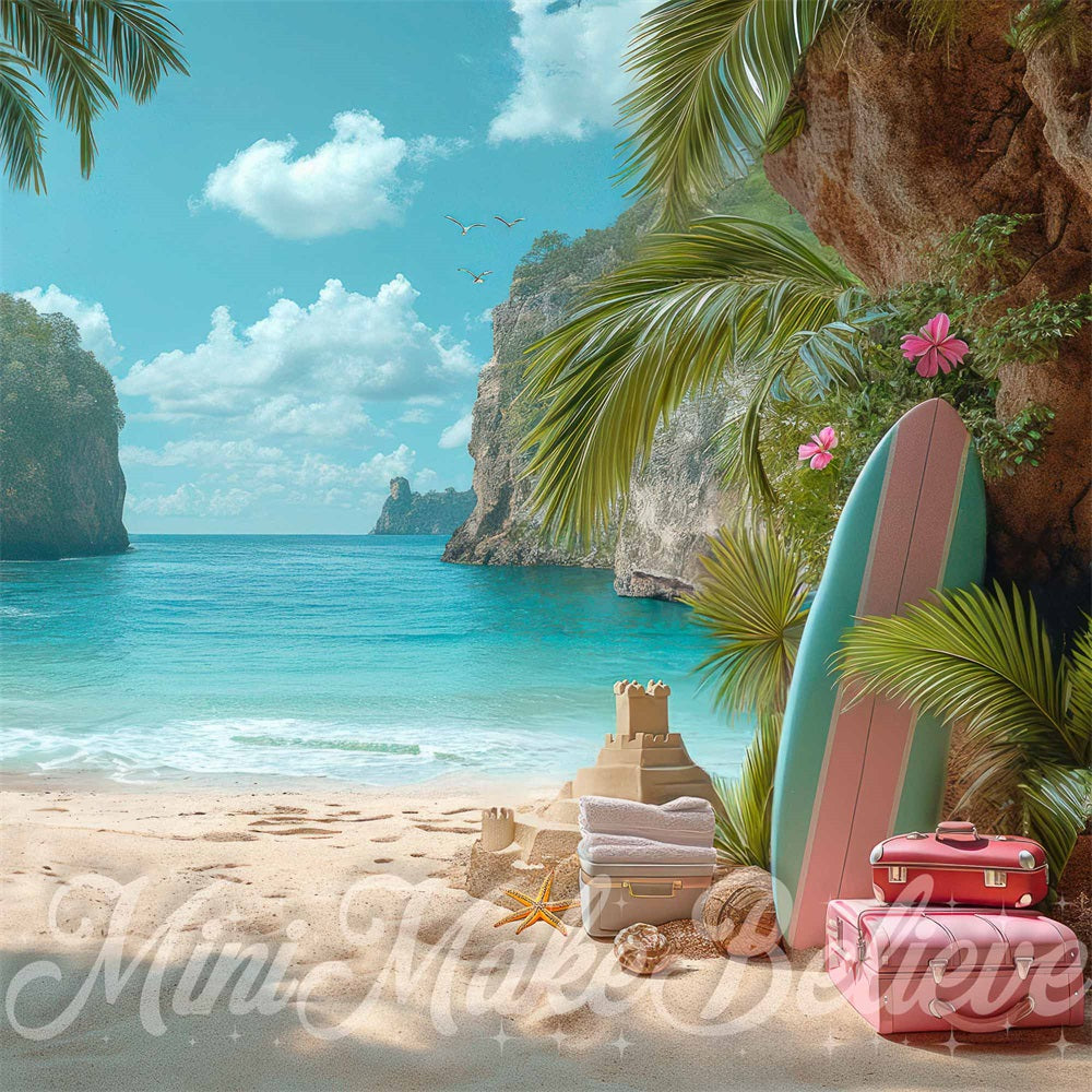 Kate Vacances d'été Planche de surf Toile de fond conçue par Mini MakeBelieve - Kate Backdrop FR