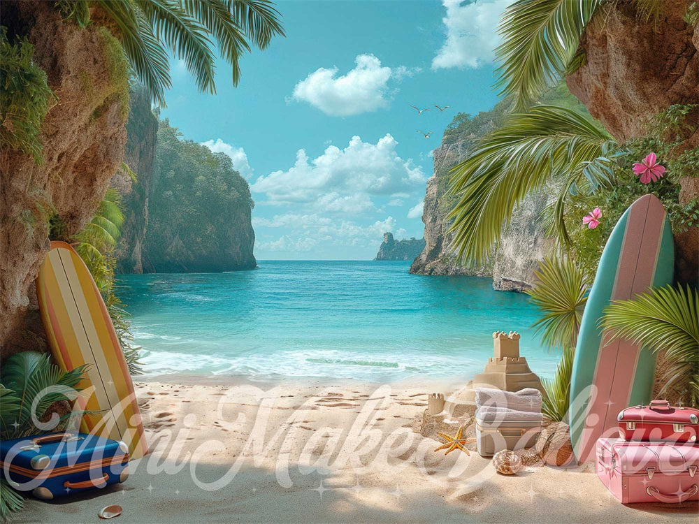 Kate Vacances d'été Planche de surf Toile de fond conçue par Mini MakeBelieve - Kate Backdrop FR