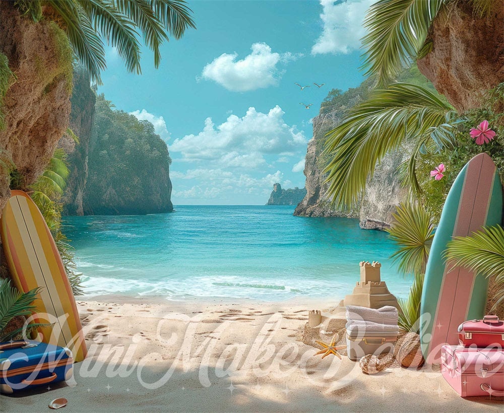 Kate Vacances d'été Planche de surf Toile de fond conçue par Mini MakeBelieve - Kate Backdrop FR