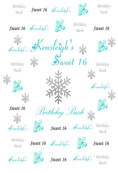 Kate Sweet 16 Anniversaire Fête Blanc Ballon bleu Neige Toile de fond pour la photographie - Kate Backdrop FR