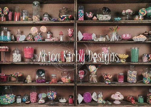 Kate Anniversaire Bonbons Boutique Toile de fond conçu par Arica Kirby - Kate Backdrop FR