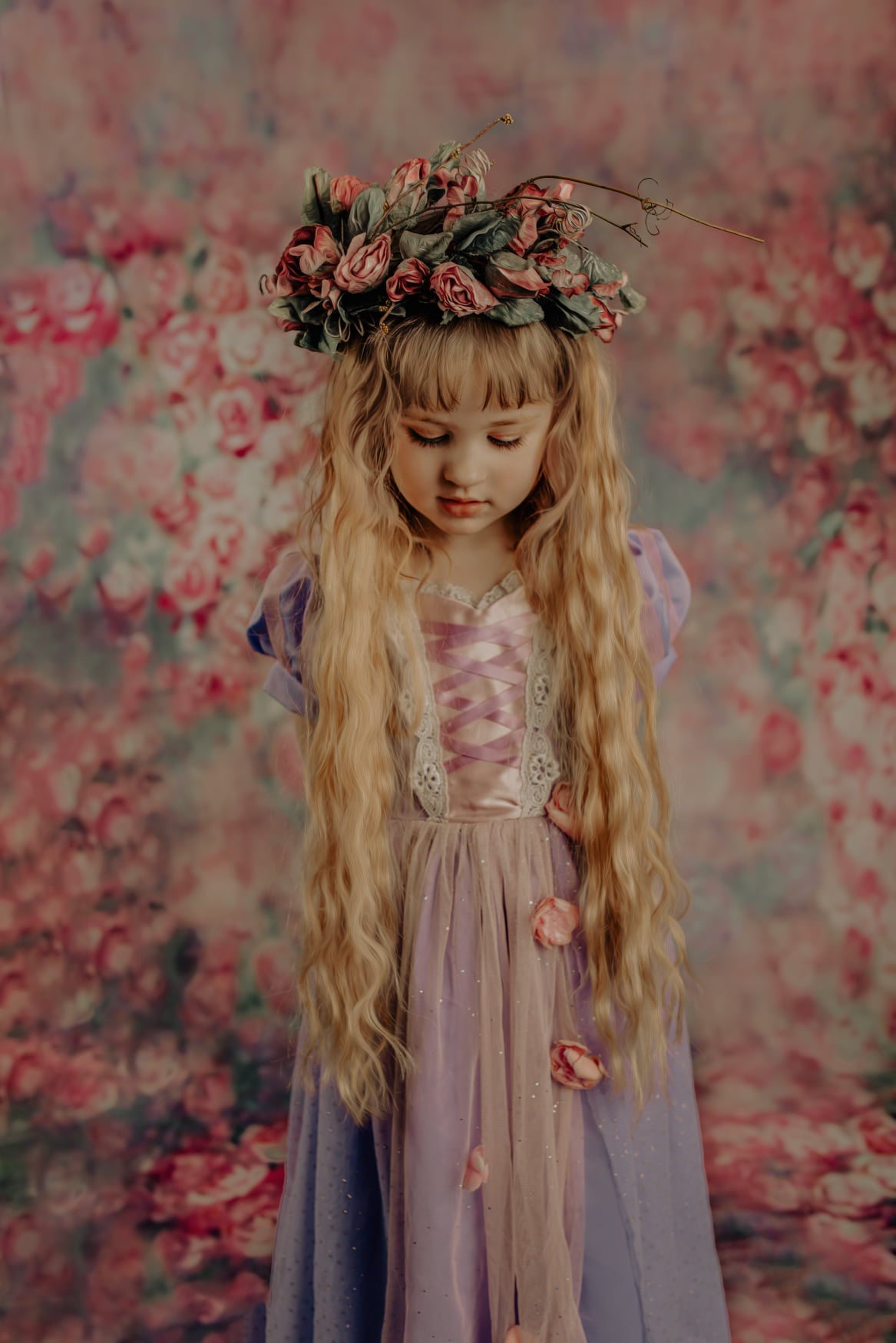 Kate Fleurs Rose & Bleu Portrait Toile de fond pour la photographie - Kate Backdrop FR