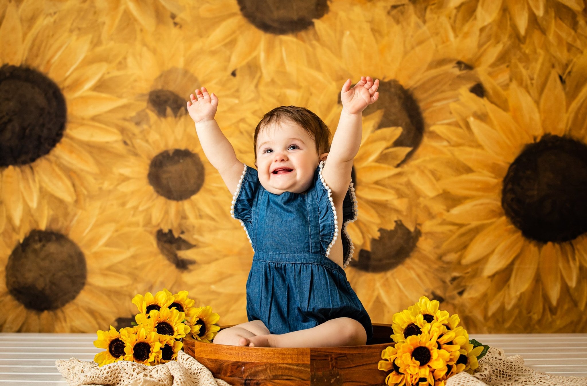 Kate Fleur symphonique Tournesol Jaune Toile de fond conçue par Modest Brushes - Kate Backdrop FR