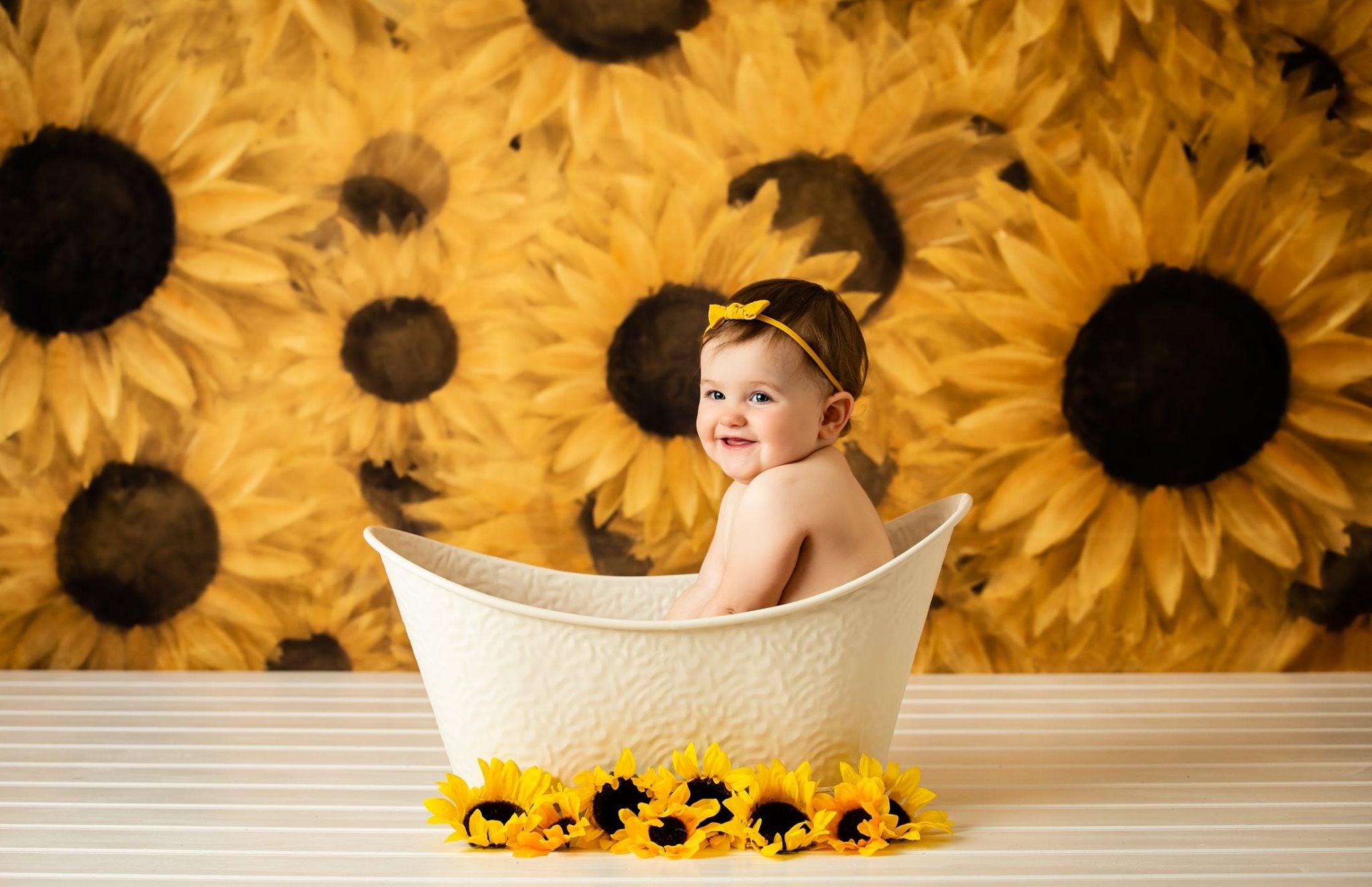 Kate Fleur symphonique Tournesol Jaune Toile de fond conçue par Modest Brushes - Kate Backdrop FR