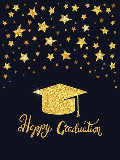 Katebackdrop£ºKate Graduation Ceremony Golden Doctor Cap with Golden Stars Backdrop