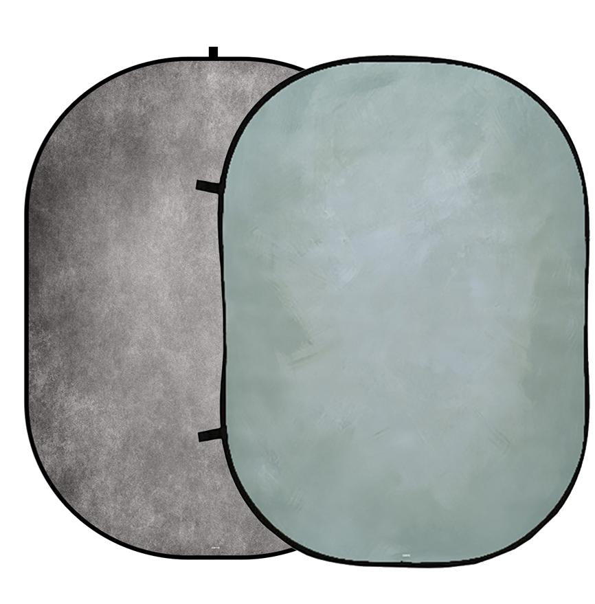 Kate Double-face Abstrait Gris-vert/Gris Photographie Toile de fond Pliable 5x6.5pi(1.5x2m) - Kate Backdrop FR