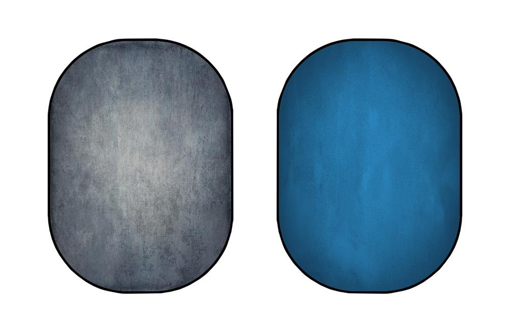 Kate Double-face Abstrait Gris-bleu/Abstrait Bleu Photographie Toile de fond Pliable 5x6.5pi(1.5x2m) - Kate Backdrop FR