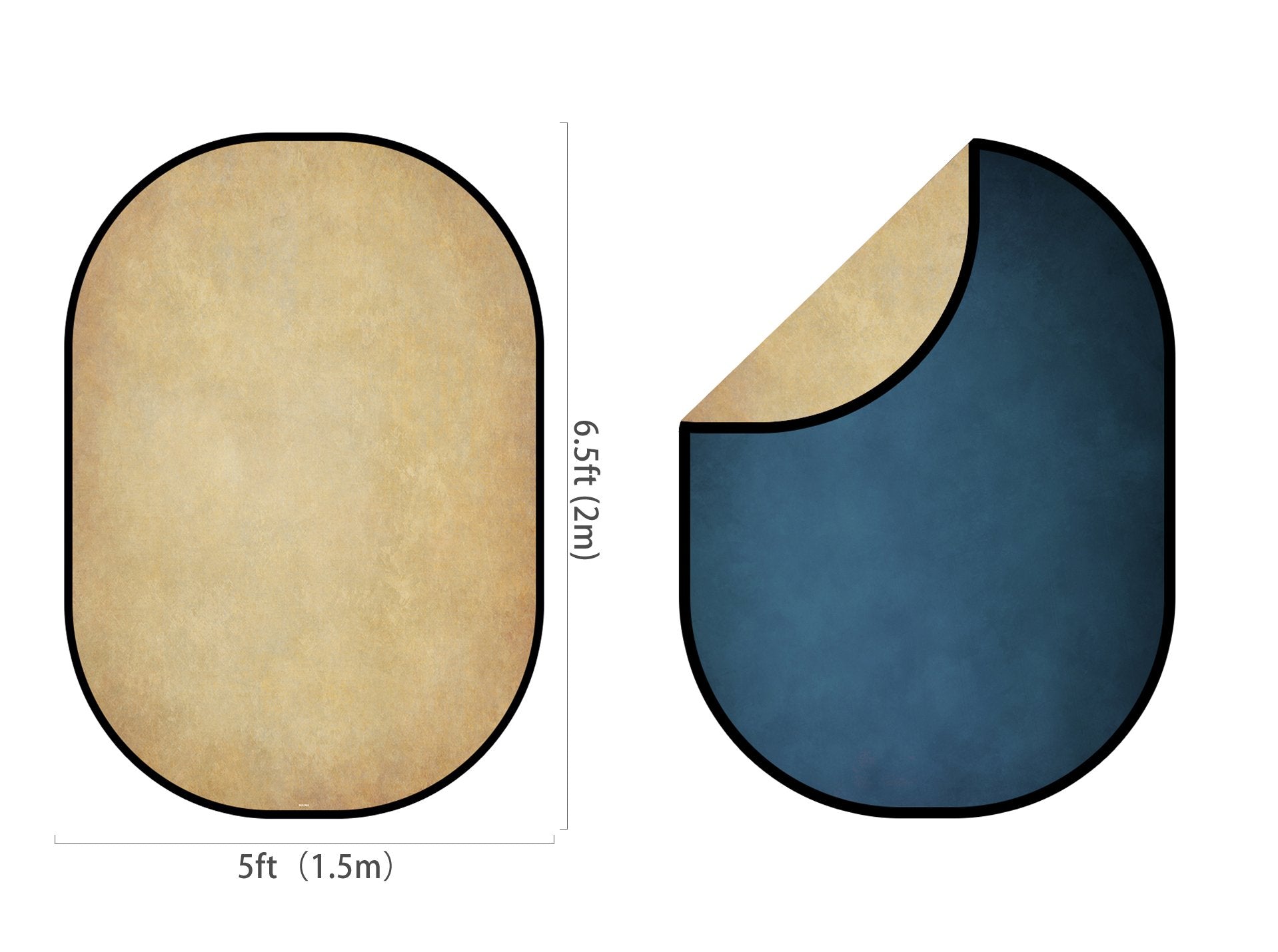 Kate Double-face Abstrait Crème/Bleu foncé Photographie Toile de fond Pliable 5x6.5pi(1.5x2m) - Kate Backdrop FR