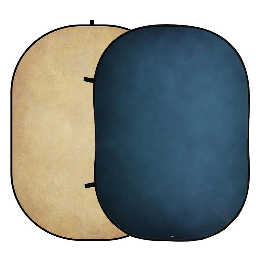Kate Double-face Abstrait Crème/Bleu foncé Photographie Toile de fond Pliable 5x6.5pi(1.5x2m) - Kate Backdrop FR