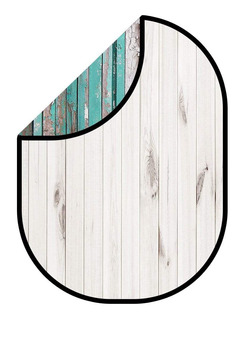 Katebackdrop£ºKate White Wood / Dark Blue Green Retro Wood Collapsible Backdrop Photography 5X6.5ft(1.5x2m)