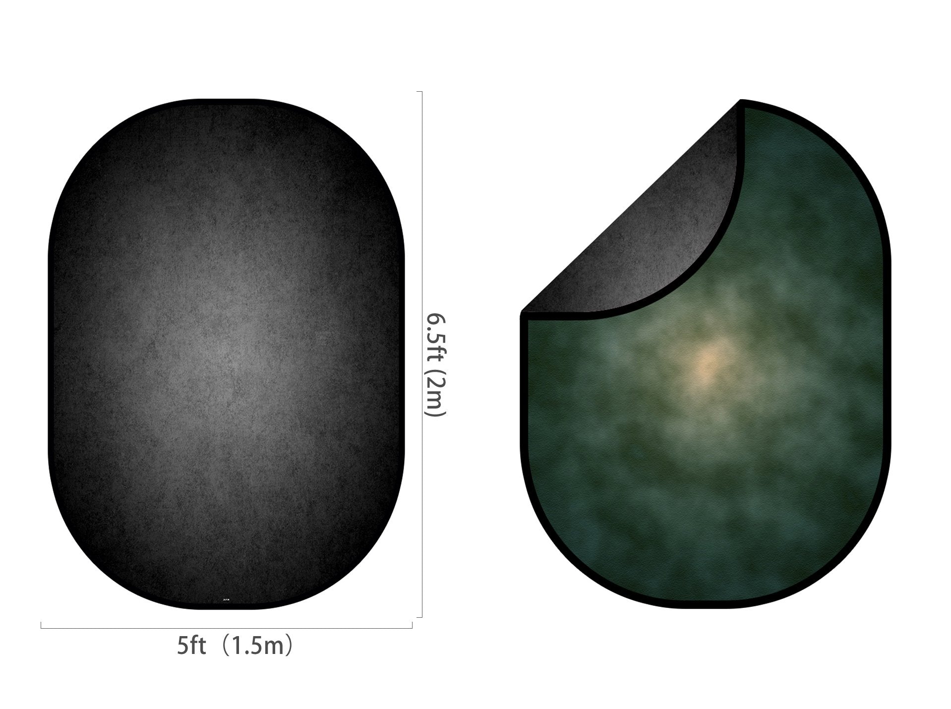 Kate Double-face Abstrait Vert foncé/Noir Photographie Toile de fond Pliable 5x6.5pi(1.5x2m) - Kate Backdrop FR