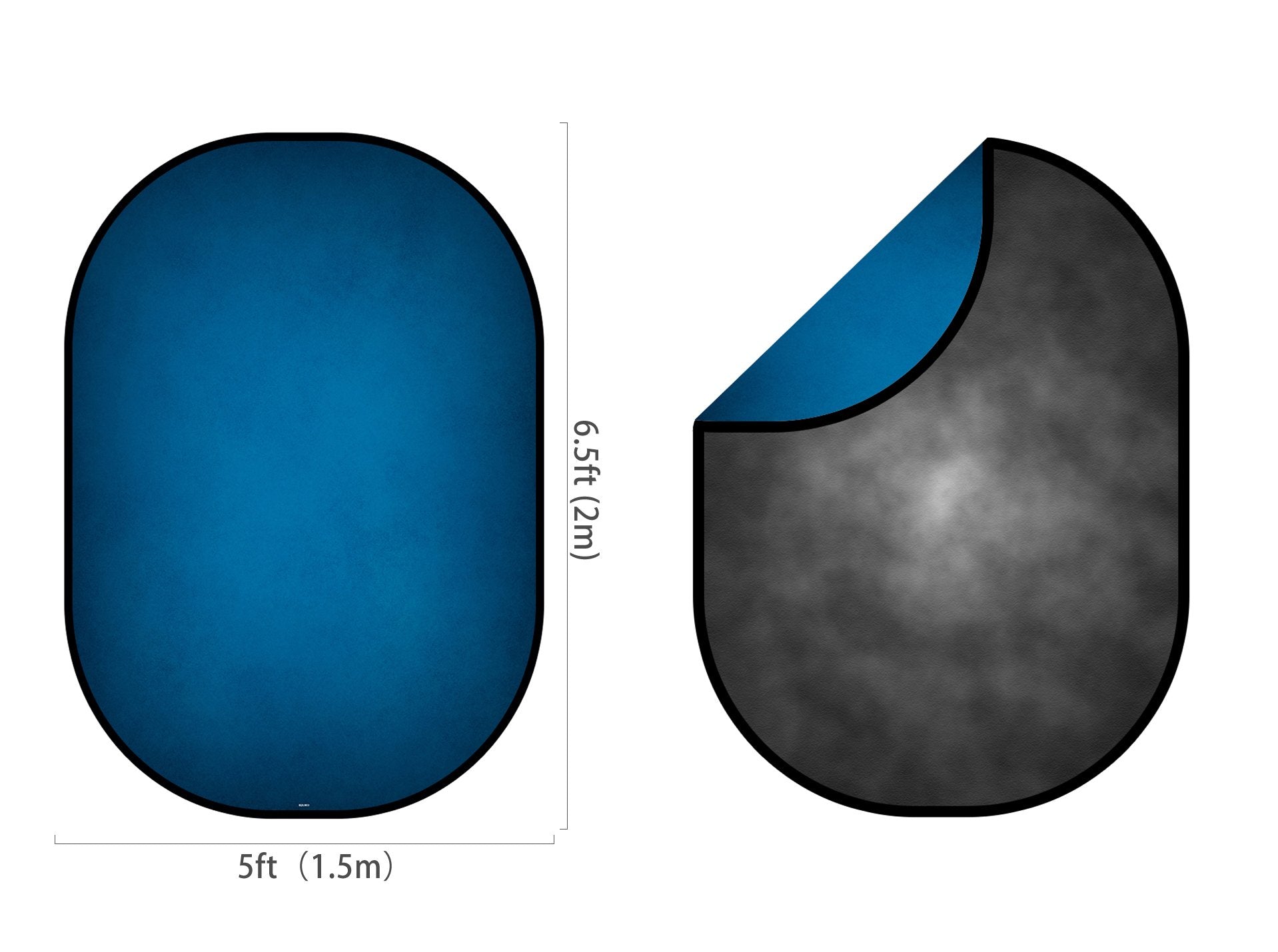 Kate Double-face Abstrait Gris foncé/Bleu Photographie Toile de fond Pliable 5x6.5pi(1.5x2m) - Kate Backdrop FR