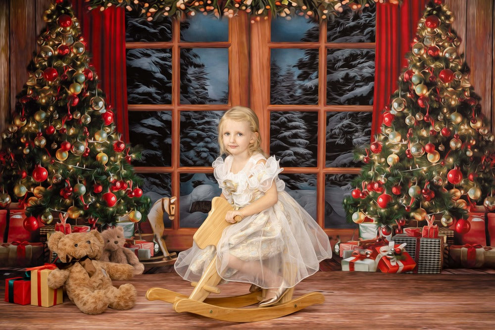 Kate Arbres Fenêtre Noël Toile de fond pour la photographie - Kate Backdrop FR