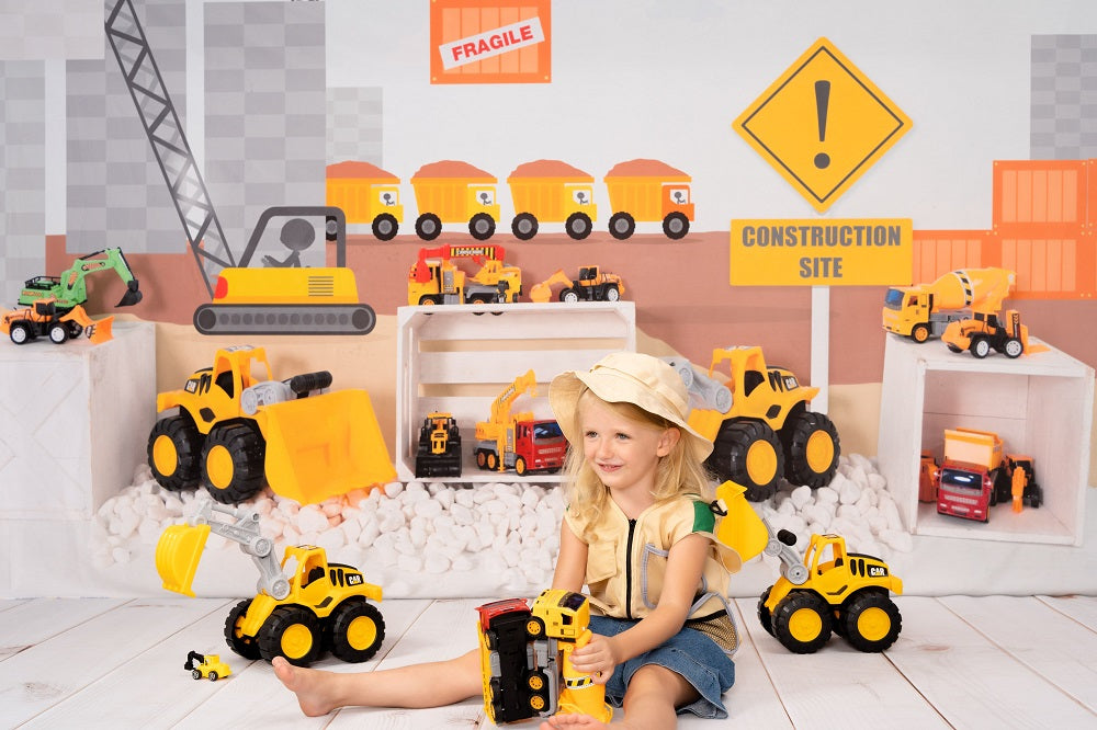 Kate Toile de fond pour enfants de chantier de construction de jouets