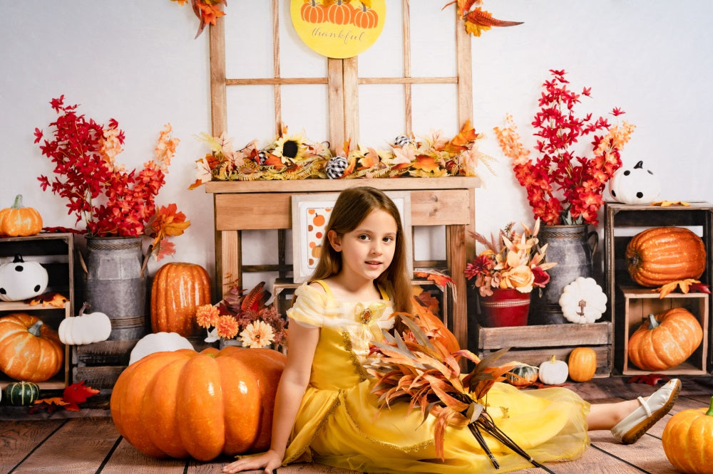 Kate Feuilles Action de grâces Automne Toile de fond conçue par Uta Mueller Photographie - Kate Backdrop FR