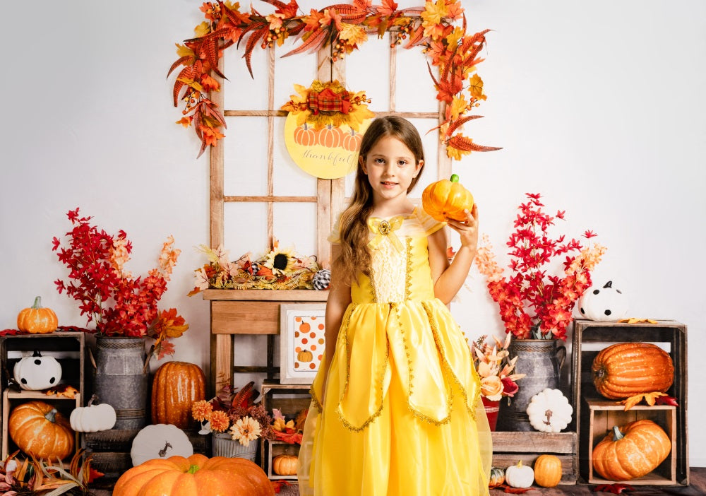 Kate Feuilles Action de grâces Automne Toile de fond conçue par Uta Mueller Photographie - Kate Backdrop FR