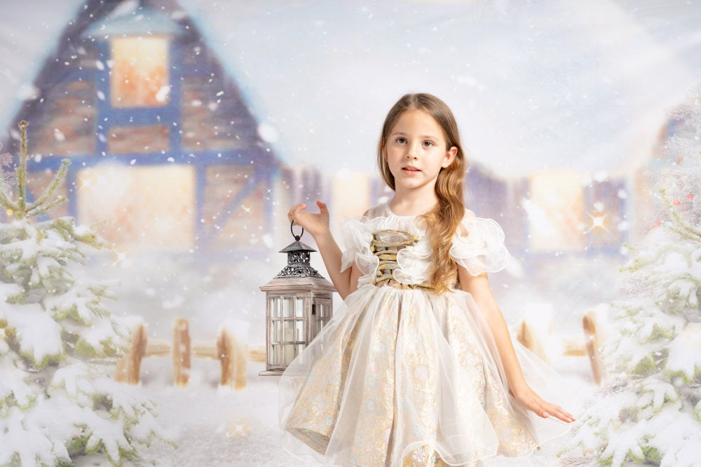 Kate Arbre Maison Neige Noël Hiver Toile de fond pour la photographie - Kate Backdrop FR