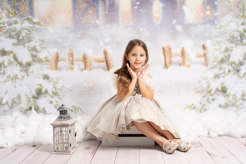 Kate Arbre Maison Neige Noël Hiver Toile de fond pour la photographie - Kate Backdrop FR