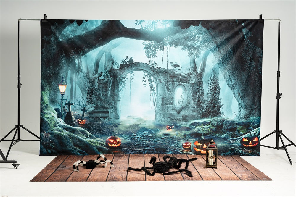 Kate Halloween Forêt Citrouille Automne Toile de fond pour la photographie - Kate Backdrop FR