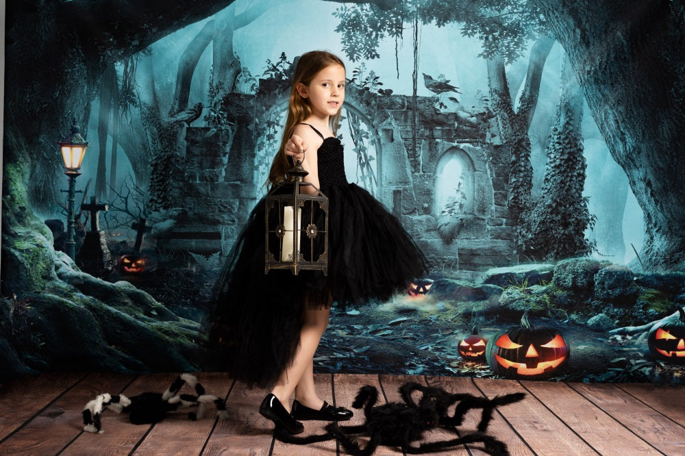 Kate Halloween Forêt Citrouille Automne Toile de fond pour la photographie - Kate Backdrop FR