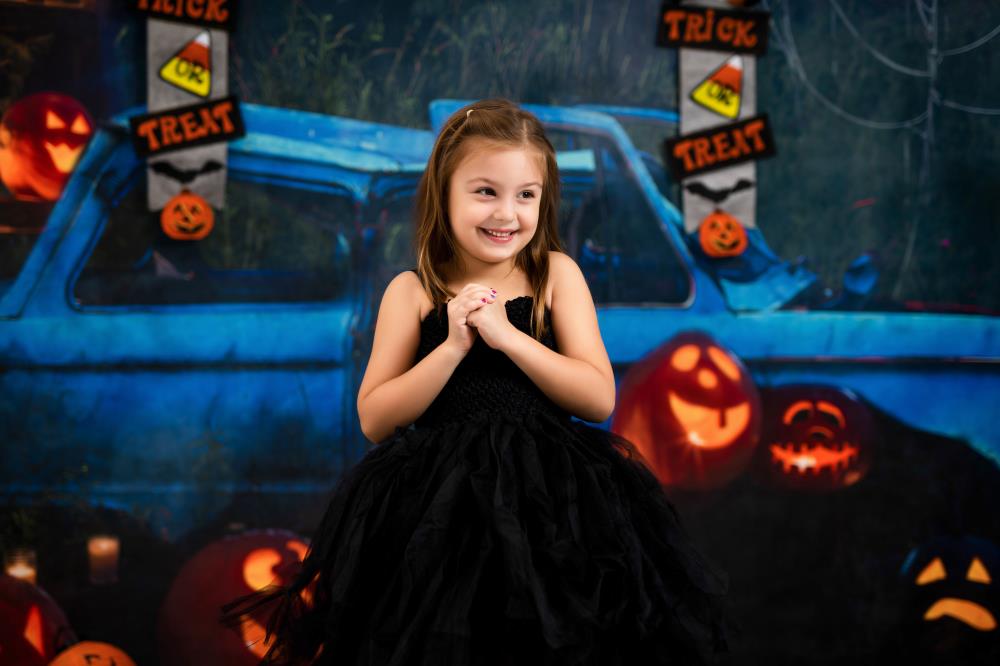 Kate Halloween Citrouille Voiture Nuit Automne Toile de fond pour la photographie - Kate Backdrop FR