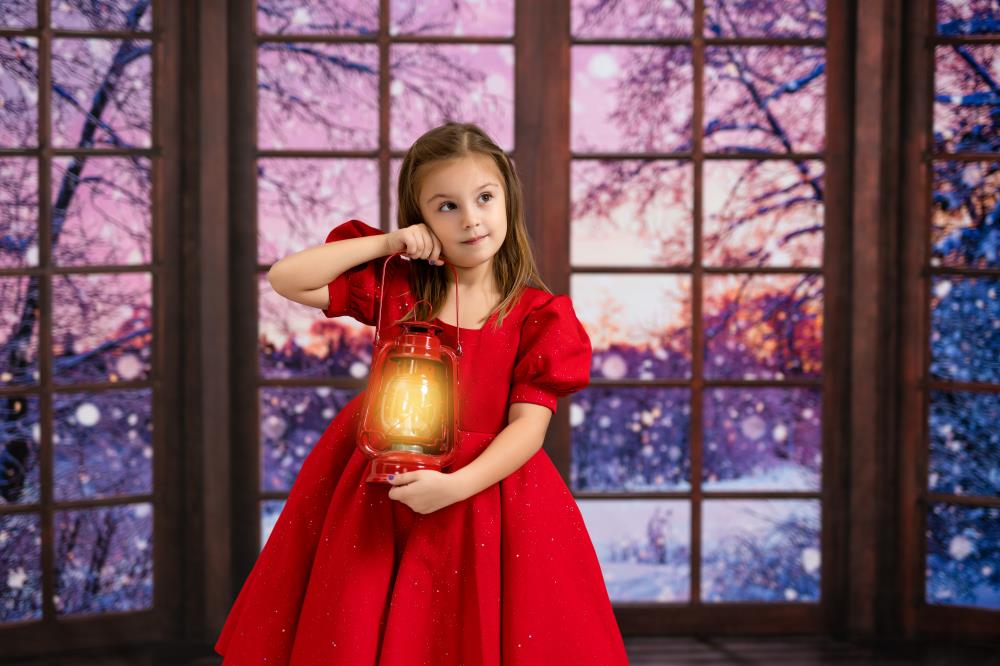 Kate Porte-Fenêtre Nuit Noël Hiver Toile de fond conçue par Chain Photography - Kate Backdrop FR