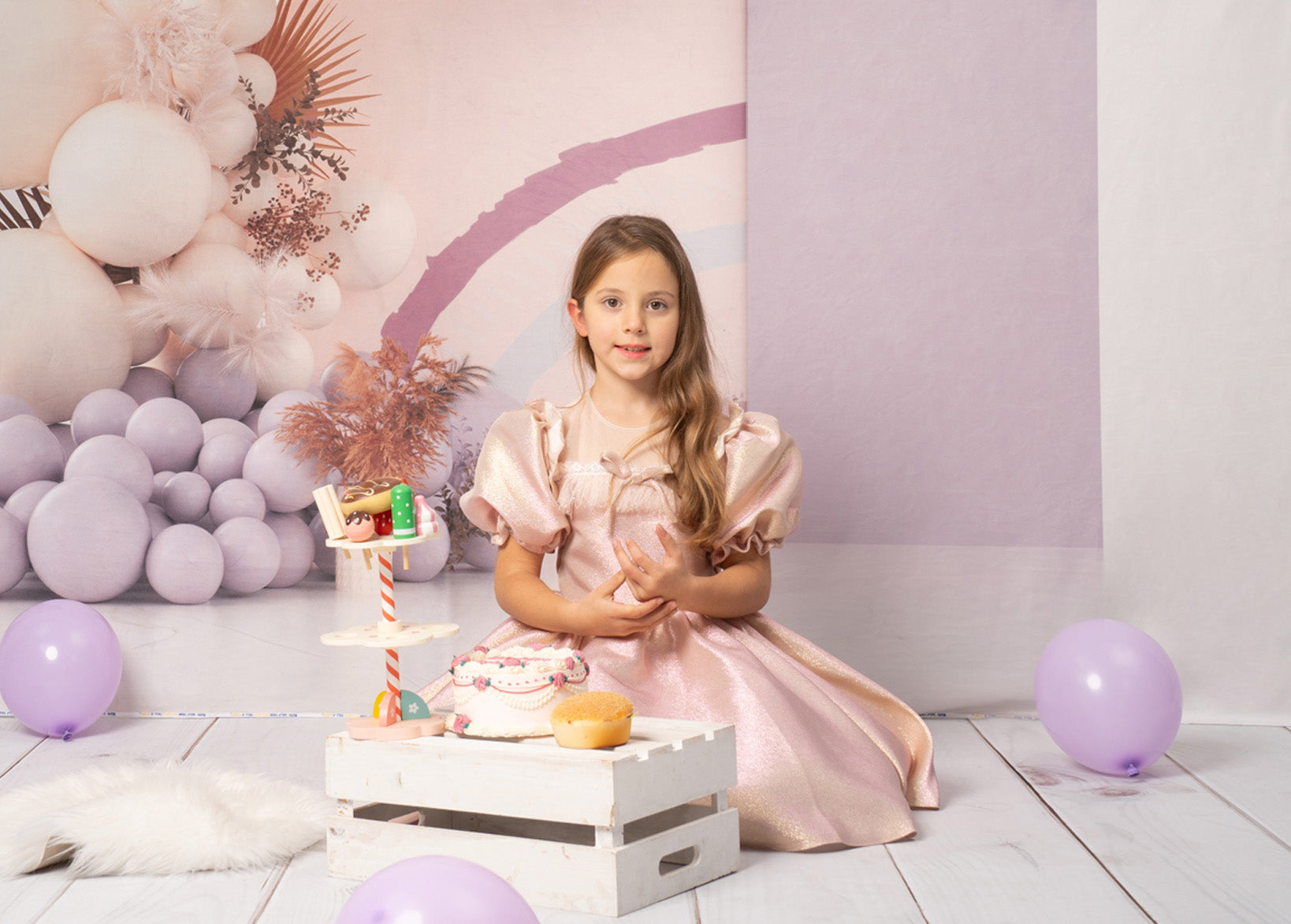 Kate Ballons Boho Violet Anniversaire Toile de fond conçue par Uta Mueller Photographie - Kate Backdrop FR