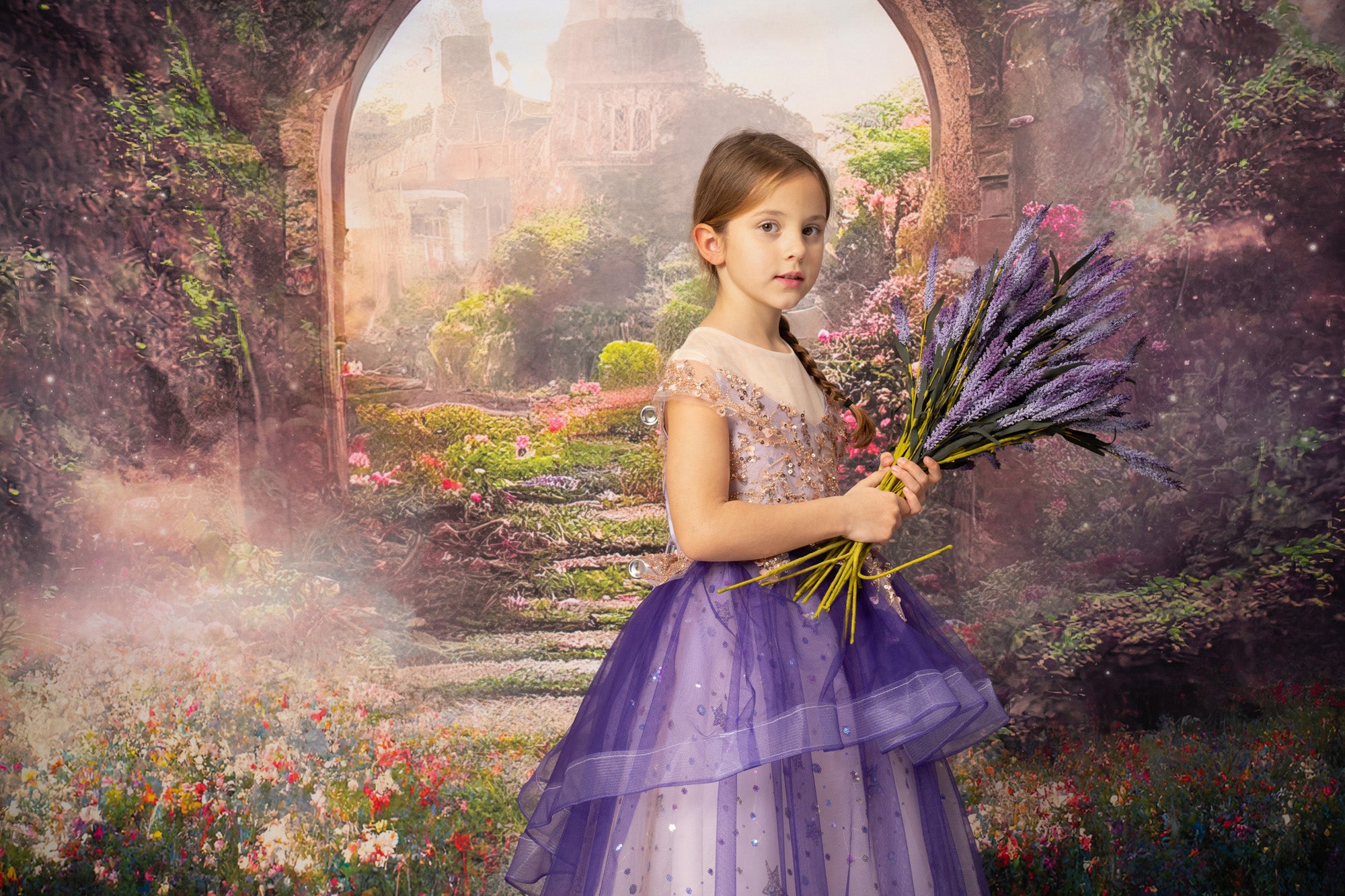 Kate Château Jardin Fleurs magiques Printemps Toile de fond pour la photographie - Kate Backdrop FR