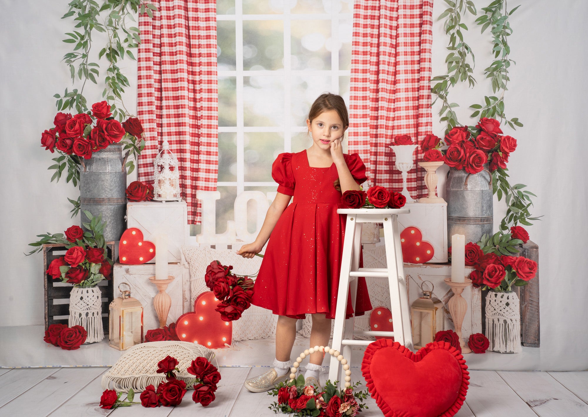 Kate Fenêtre Boho Rouge Saint Valentin Toile de fond conçu par Emetselch - Kate Backdrop FR