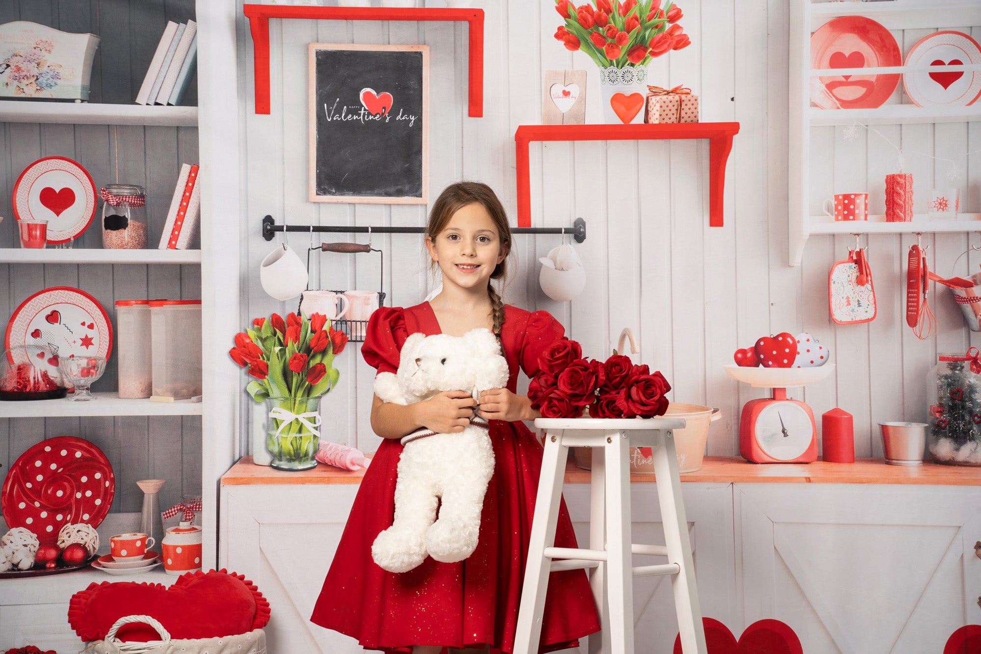 Kate Cuisine Amour Saint-Valentin Toile de fond pour la photographie - Kate Backdrop FR