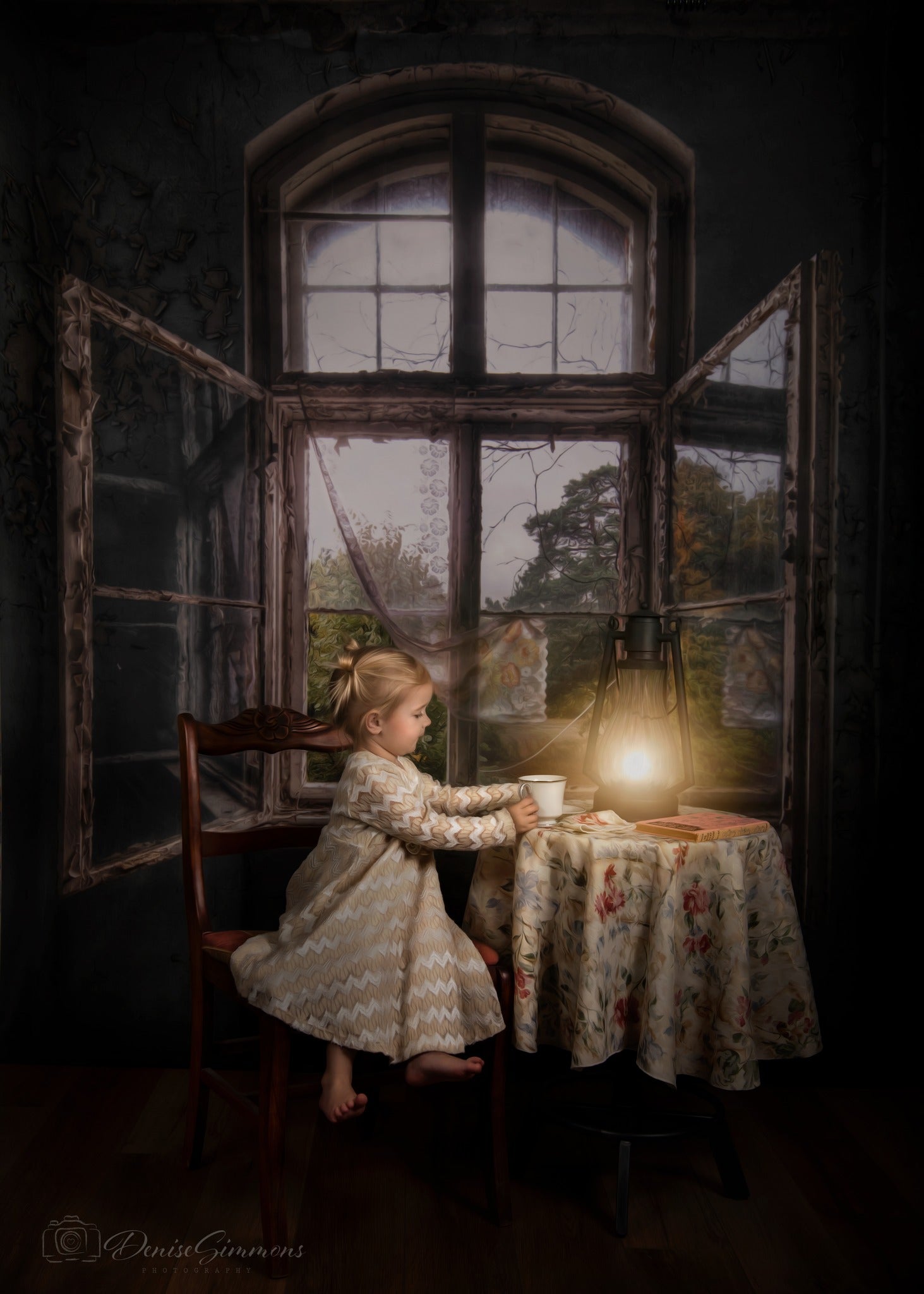 Kate Rétro Bâtiment Intérieur Gris Bleu Fenêtre Toile de fond pour la photographie - Kate Backdrop FR