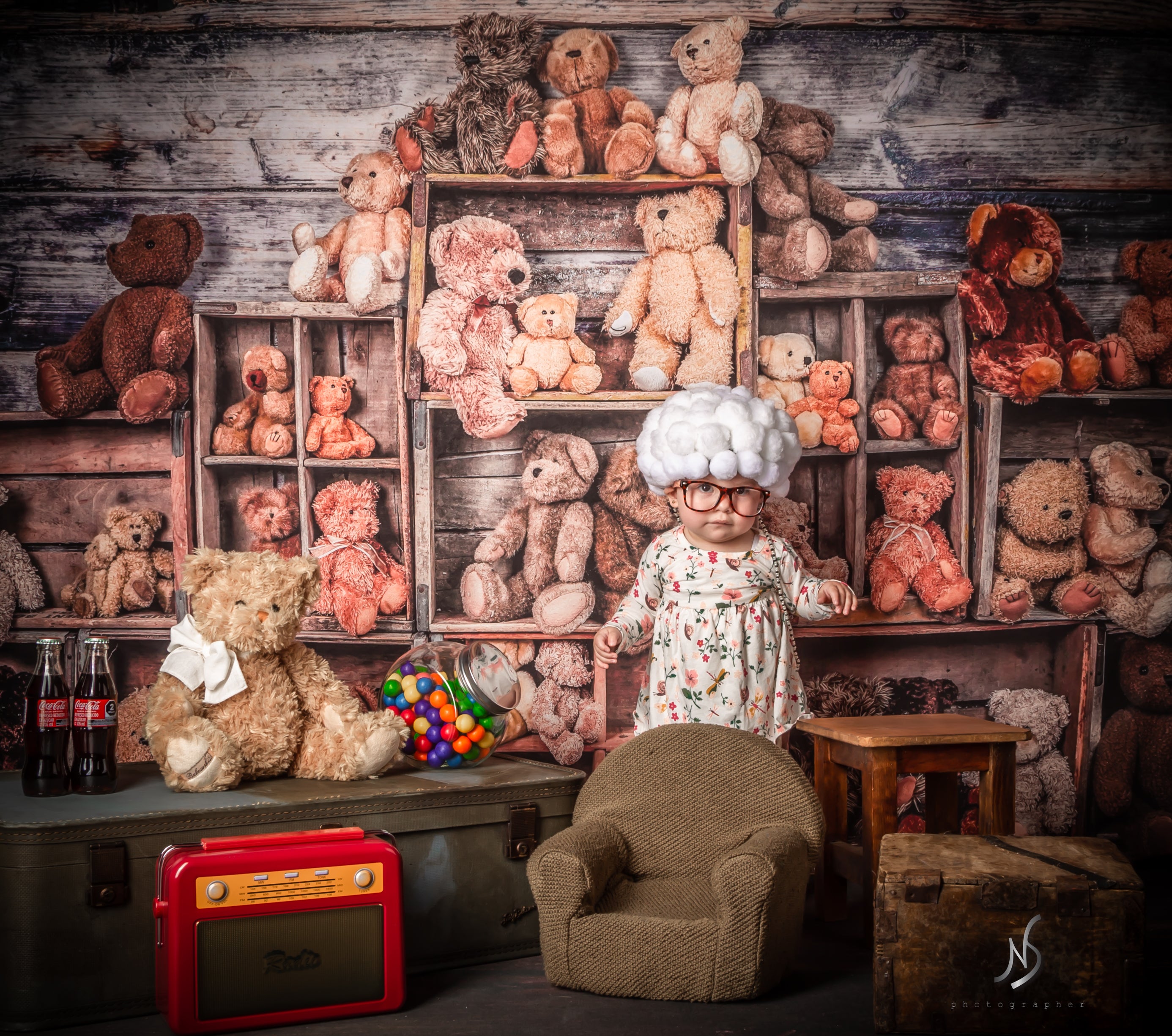 Kate Cake smash Ours en peluche Enfant Toile de fond conçue par Arica Kirby - Kate Backdrop FR