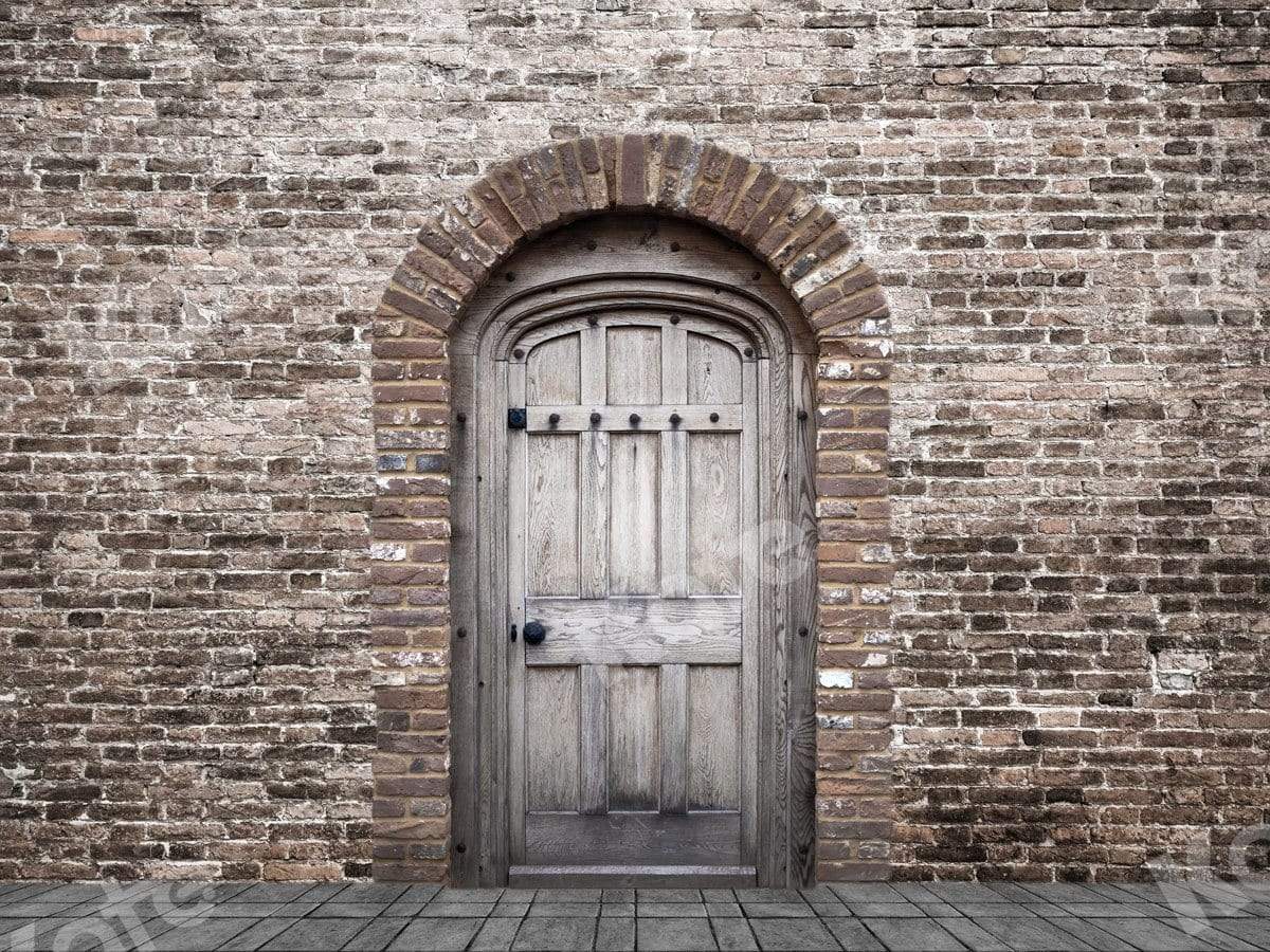 Kate Mur de briques Porte Gris Toile de fond conçue par JS Photographie - Kate Backdrop FR