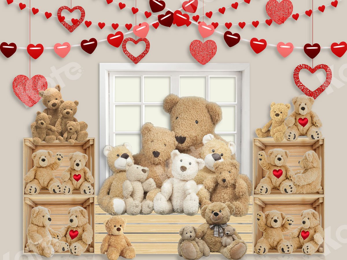 Kate Amour Ours en peluche Saint-Valentin Toile de fond pour la photographie - Kate Backdrop FR