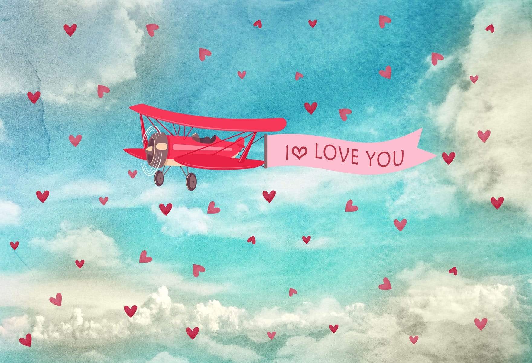 Katebackdrop£ºKate Sky Love Plane Backdrop for Valentines designed by Jerry_Sina