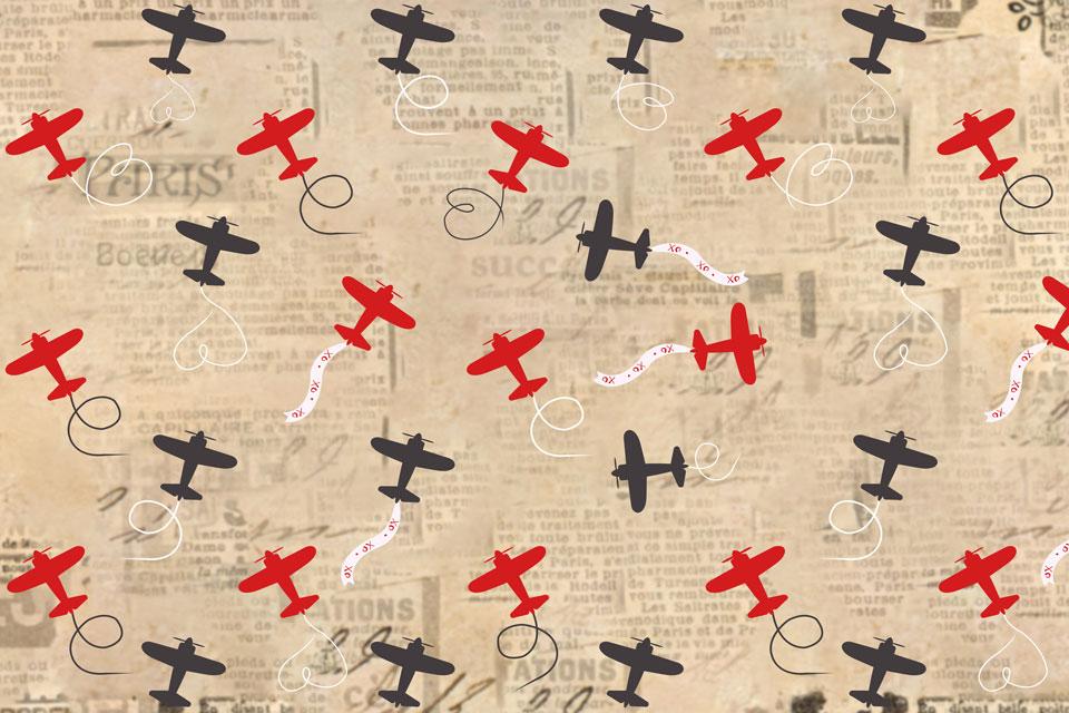 Kate Rétro Avion Enfant Jaune Toile de fond pour la photographie conçue par Jerry_Sina - Kate Backdrop FR