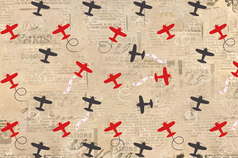 Kate Rétro Avion Enfant Jaune Toile de fond pour la photographie conçue par Jerry_Sina - Kate Backdrop FR