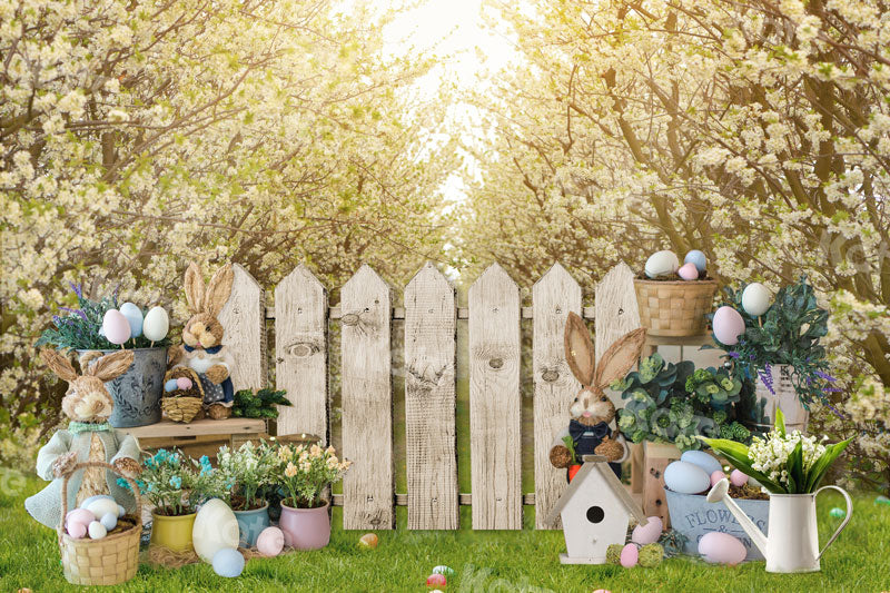 Kate Jardin Prairie Lapin Printemps Pâques Toile de fond pour la photographie - Kate Backdrop FR