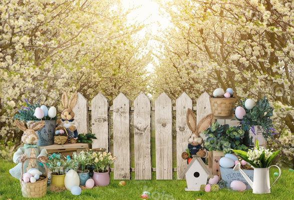 Kate Jardin Prairie Lapin Printemps Pâques Toile de fond pour la photographie - Kate Backdrop FR