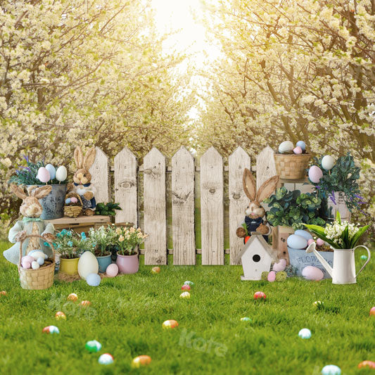Kate Jardin Prairie Lapin Printemps Pâques Toile de fond pour la photographie - Kate Backdrop FR